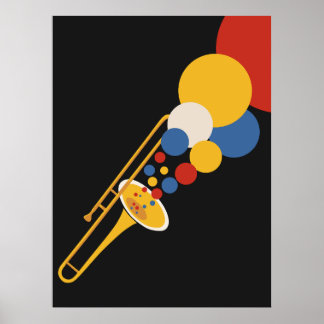 Farbige Posaunen-Kunst | Bauhaus-Jazz-Druck Poster