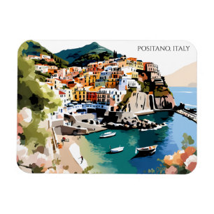 Farbige Positano Italien Amalfi-Küste Illustration Magnet