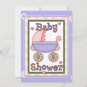 Farbige Pram Baby Girl Dusche Einladung