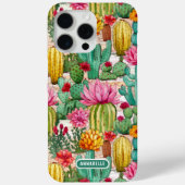 Farbige Preppy Cactus Floral Personalisiert Name Case-Mate iPhone Hülle (Rückseite)