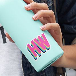 Farbige Preppy Rainbow Color Initial Aufkleber