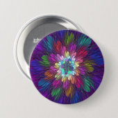 Farbige psychedelische Blumen-Abstract-Fraktal-Kun Button (Vorne & Hinten)