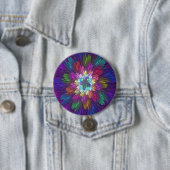 Farbige psychedelische Blumen-Abstract-Fraktal-Kun Button (Beispiel)