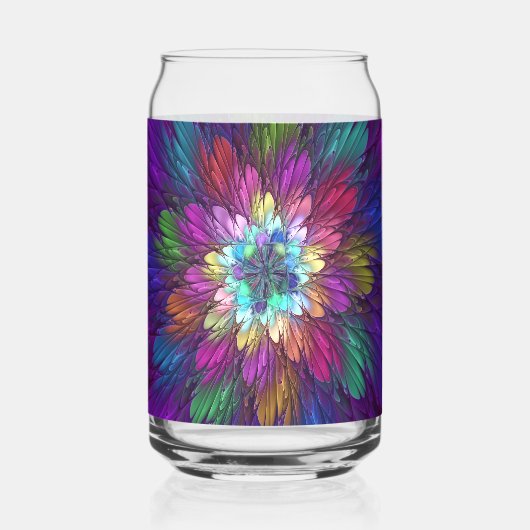 Farbige psychedelische Blumen-Abstract-Fraktal-Kun Dosenglas (Vorderseite)