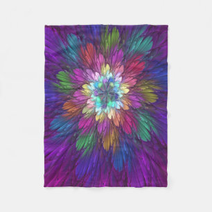 Farbige psychedelische Blumen-Abstract-Fraktal-Kun Fleecedecke