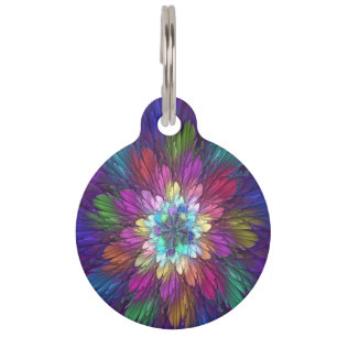 Farbige psychedelische Blumen-Abstract-Fraktal-Kun Haustiermarke