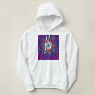 Farbige psychedelische Blumen-Abstract-Fraktal-Kun Hoodie