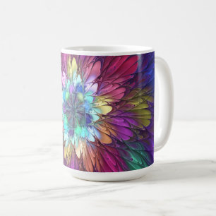 Farbige psychedelische Blumen-Abstract-Fraktal-Kun Kaffeetasse