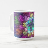 Farbige psychedelische Blumen-Abstract-Fraktal-Kun Kaffeetasse (Vorderseite Links)