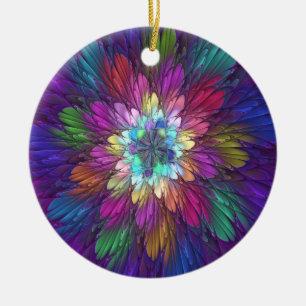 Farbige psychedelische Blumen-Abstract-Fraktal-Kun Keramik Ornament