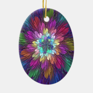 Farbige psychedelische Blumen-Abstract-Fraktal-Kun Keramik Ornament