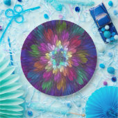 Farbige psychedelische Blumen-Abstract-Fraktal-Kun Pappteller (Party)