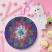 Farbige psychedelische Blumen-Abstract-Fraktal-Kun Pappteller (Party)