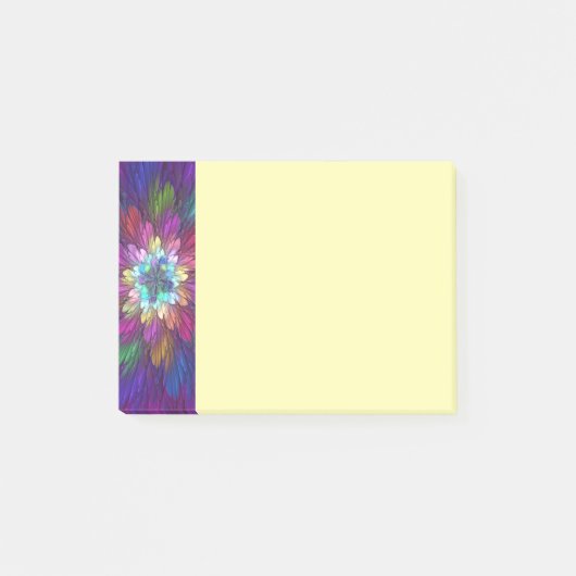 Farbige psychedelische Blumen-Abstract-Fraktal-Kun Post-it Klebezettel (Vorderseite)
