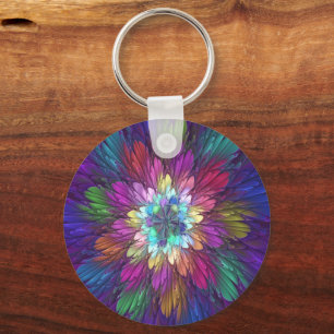 Farbige psychedelische Blumen-Abstract-Fraktal-Kun Schlüsselanhänger