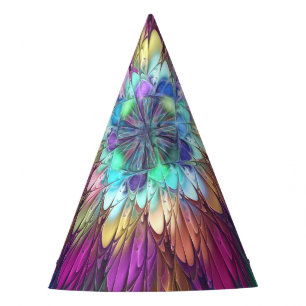 Farbige psychedelische Blumen abstrakte fraktale K Partyhütchen