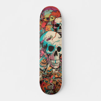 Farbige psychedelische Schädel Skateboard