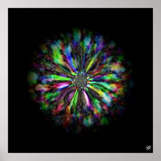 Farbige psychedelische Skizze einer Blume Poster (Vorne)