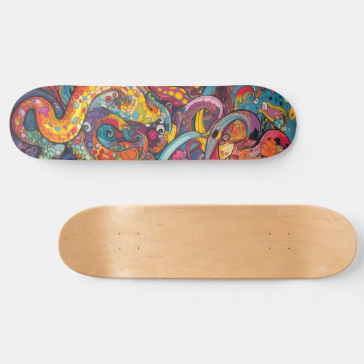 Farbige psychedelische Tentakel Skateboard (Horizontal)