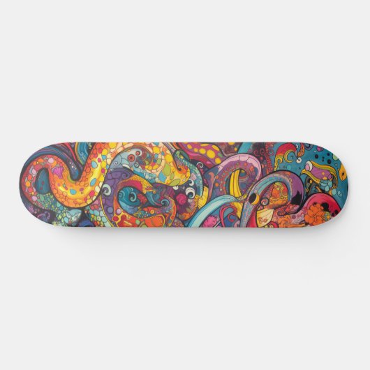 Farbige psychedelische Tentakel Skateboard (Horizontal)
