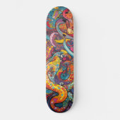Farbige psychedelische Tentakel Skateboard (Vorderseite)