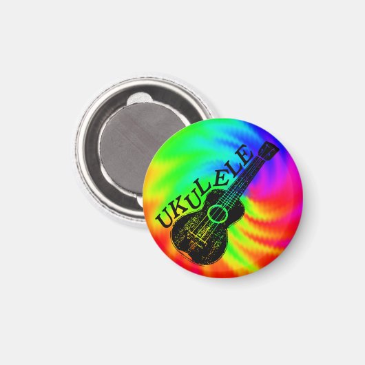 Farbige psychedelische Ukulele Abbildung Magnet (Vorderseite/Rückseite)