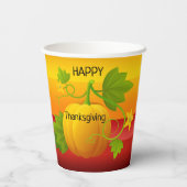 Farbige Pumpkin-Erntedank-Papieraufnahmen Pappbecher (Rückseite)