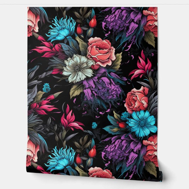 Farbige Punk-Blumen Tapete (Abrollen)