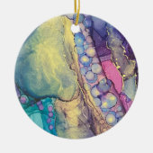 Farbige Punkte Alkohol Tinte flüssig Abstrakt Art Keramik Ornament (Vorne)