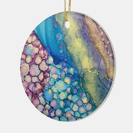 Farbige Punkte Alkohol Tinte flüssig Abstrakt Art Keramik Ornament (Links)