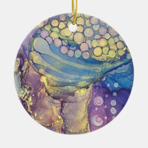 Farbige Punkte Alkohol Tinte flüssig Abstrakt Art  Keramik Ornament