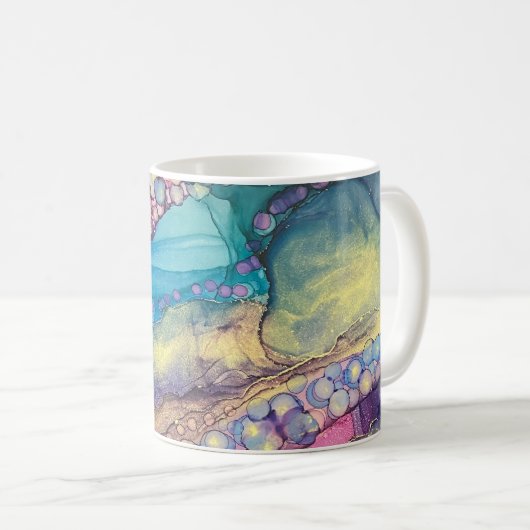 Farbige Punkte Alkohol Tinte Flüssigkeit Abstrakt Kaffeetasse (VorderseiteRechts)