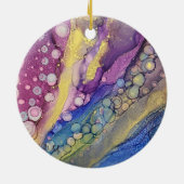 Farbige Punkte Alkohol Tinte Flüssigkeit Abstrakt Keramik Ornament (Hinten)