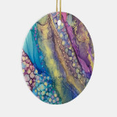 Farbige Punkte Alkoholtinte Flüssigkeit Abstrakt A Keramik Ornament (Rechts)