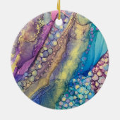 Farbige Punkte Alkoholtinte Flüssigkeit Abstrakt A Keramik Ornament (Hinten)