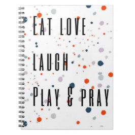 Farbige Punkte essen Liebe lachen Beten spielen No Notizblock