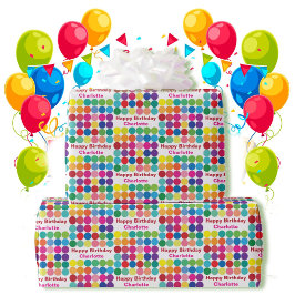 Farbige Punkte hinzufügen Empfänger Name glücklich Geschenkpapier