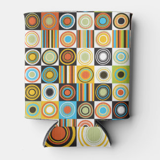 Farbige Punkte, Kreise, Streifen Hintergrund. Dosenkühler