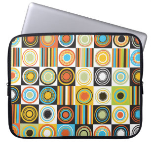 Farbige Punkte, Kreise, Streifen Hintergrund. Laptopschutzhülle