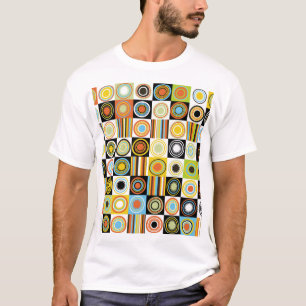 Farbige Punkte, Kreise, Streifen Hintergrund. T-Shirt
