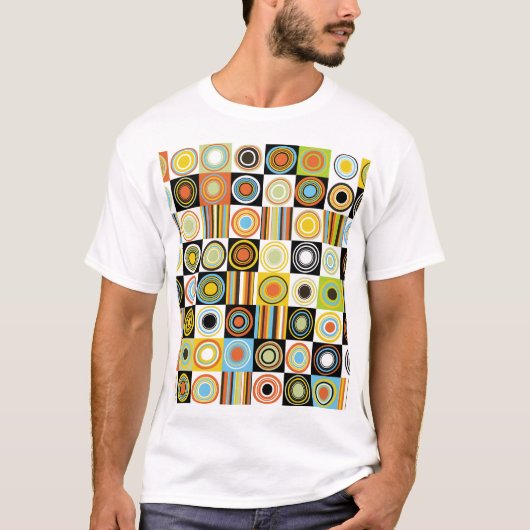 Farbige Punkte, Kreise, Streifen Hintergrund. T-Shirt (Vorderseite)
