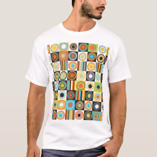 Farbige Punkte, Kreise, Streifen Hintergrund. T-Shirt