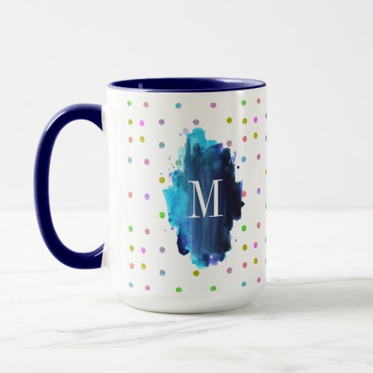 Farbige Punkte Monogram Tasse (Links)