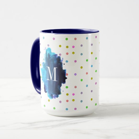 Farbige Punkte Monogram Tasse (Vorderseite Links)