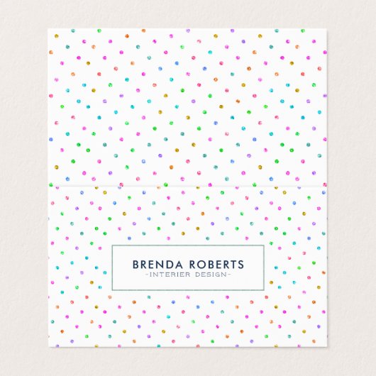 Farbige Punkte Muster Visitenkarten (Außenseite Aufgefaltet)
