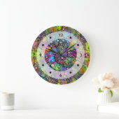 Farbige Punkte Spiralen Handmalerei 1 Große Wanduhr (Zuhause)