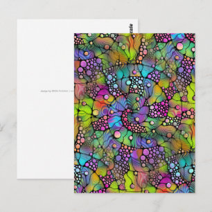 Farbige Punkte Spiralen Handmalerei 1 Postkarte