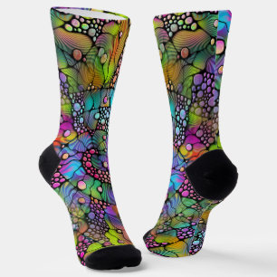 Farbige Punkte Spiralen Handmalerei 1 Socken