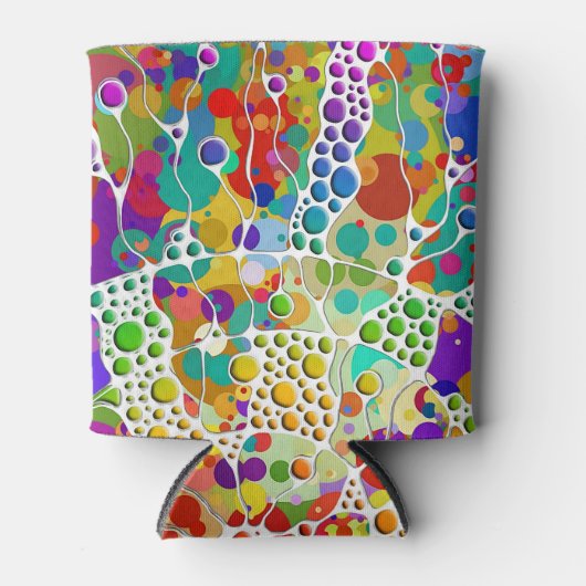 Farbige Punkte Spiralen Handmalerei 2 Dosenkühler (Vorderseite)