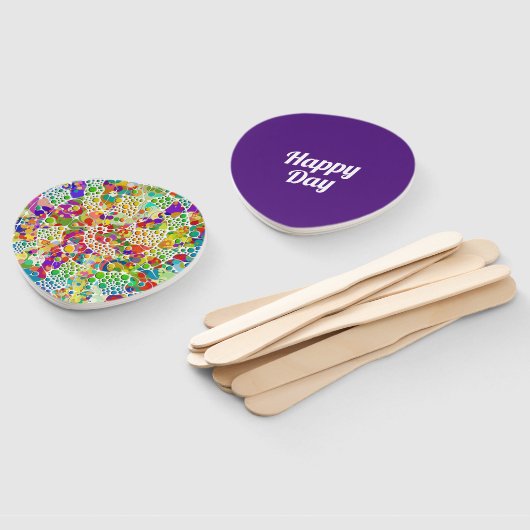 Farbige Punkte Spiralen Handmalerei 2 Fächer (Non-assembled)